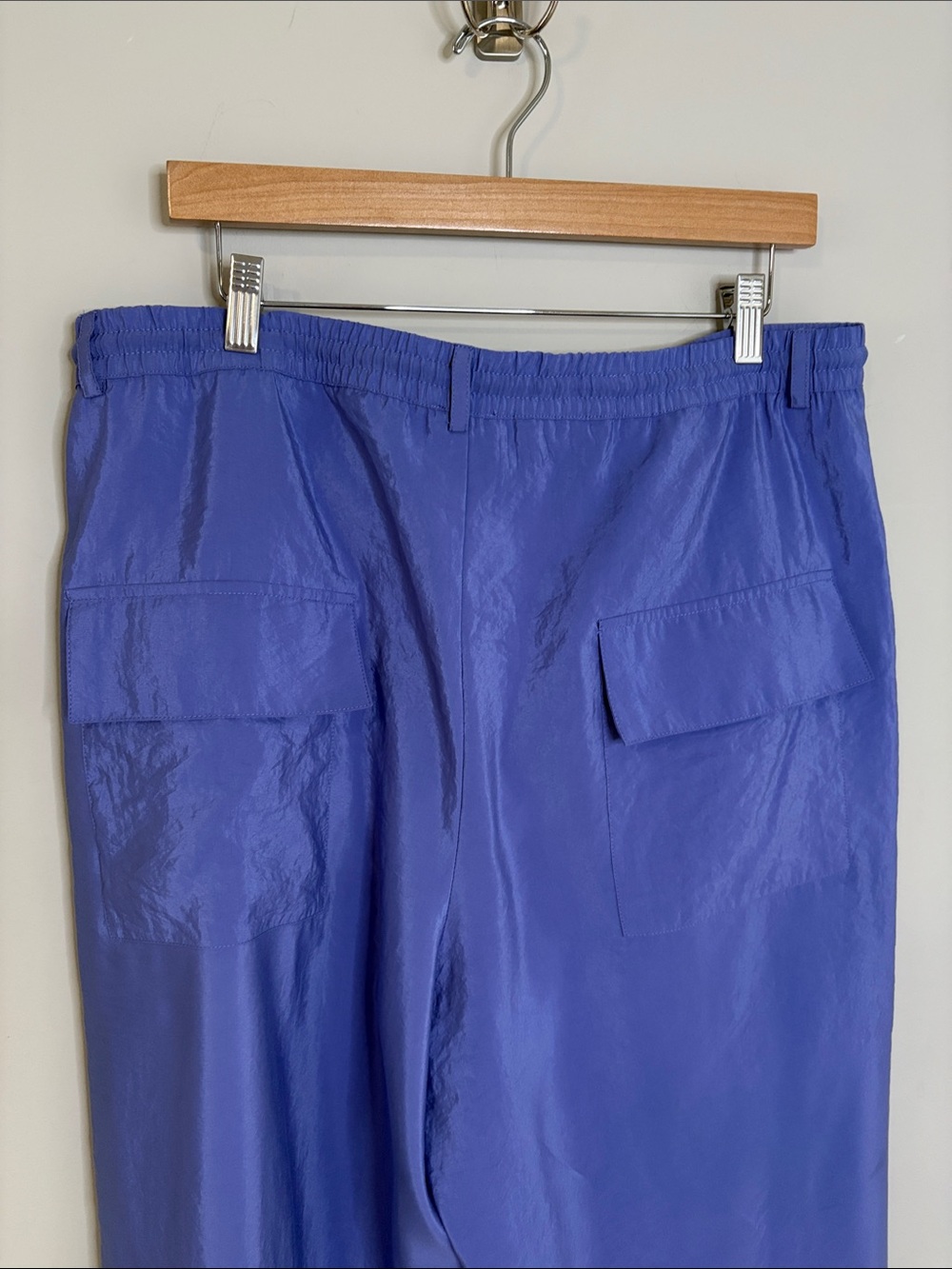 Anthropologie Maeve Seamed Wide Leg Track Pants Purple Pockets Sz XL - Picture 9 of 12